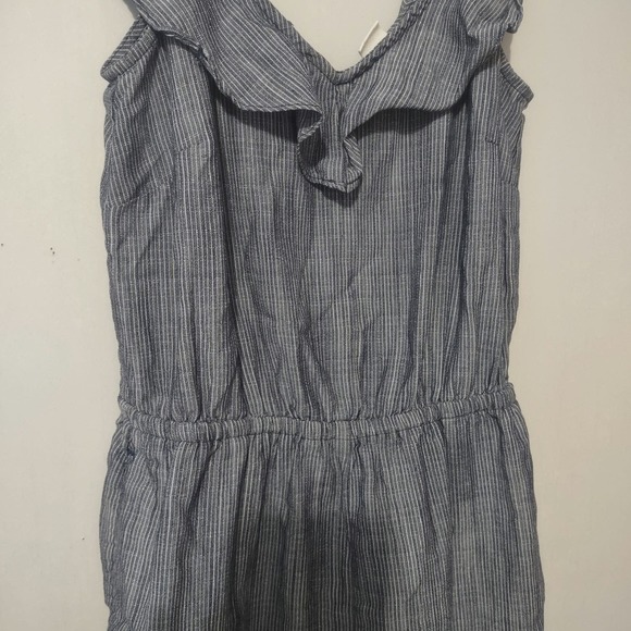 H&M Flounce Trimmed Chambray Striped Romper Size 4 - Picture 2 of 4